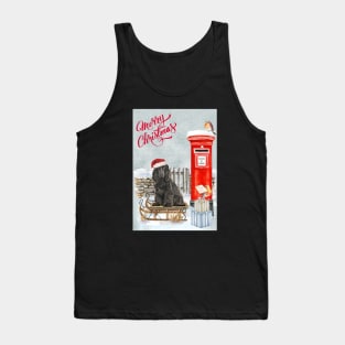 Black Cocker Spaniel Merry Christmas Santa Dog Tank Top